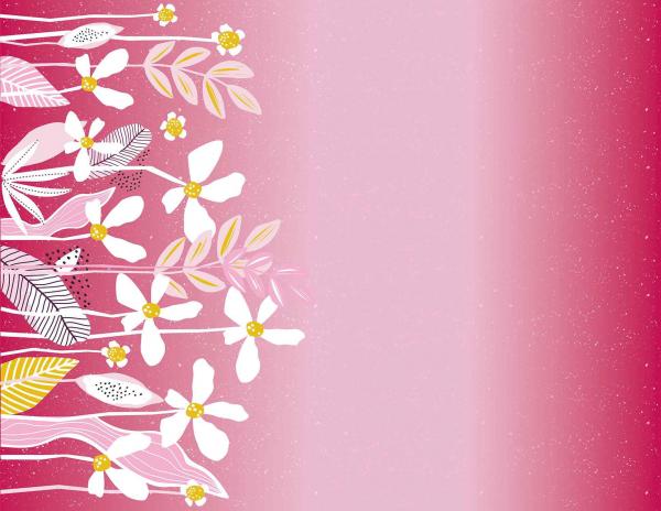 Baumwoll Jersey Bordürendruck Rosa/Pink mit Blüten von Blaubeerstern
